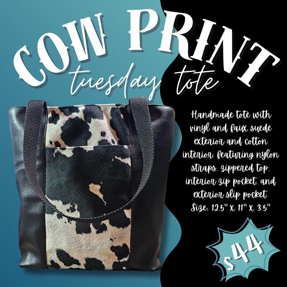 Cow Print Zippered Bag